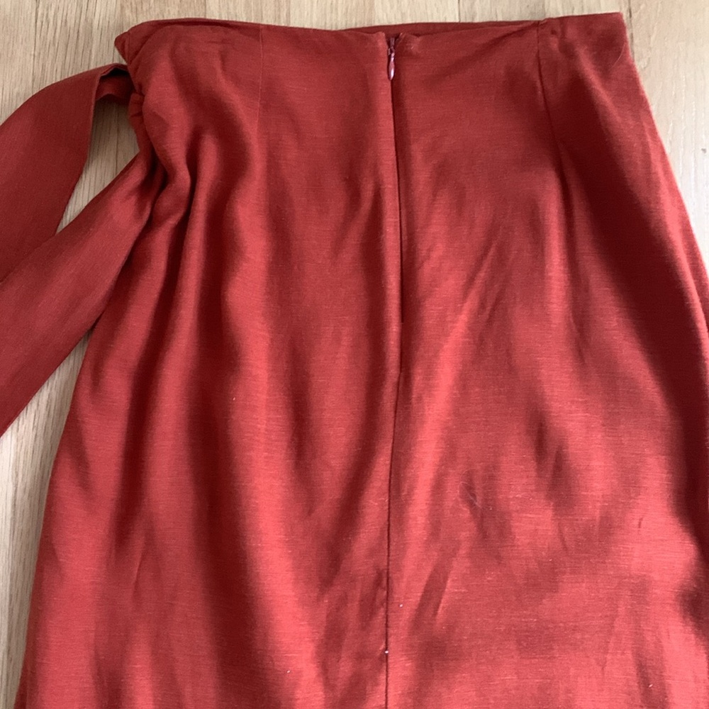 Jason Wu Rust Red Midi Tie-Waist Skirt - Picture 7 of 11